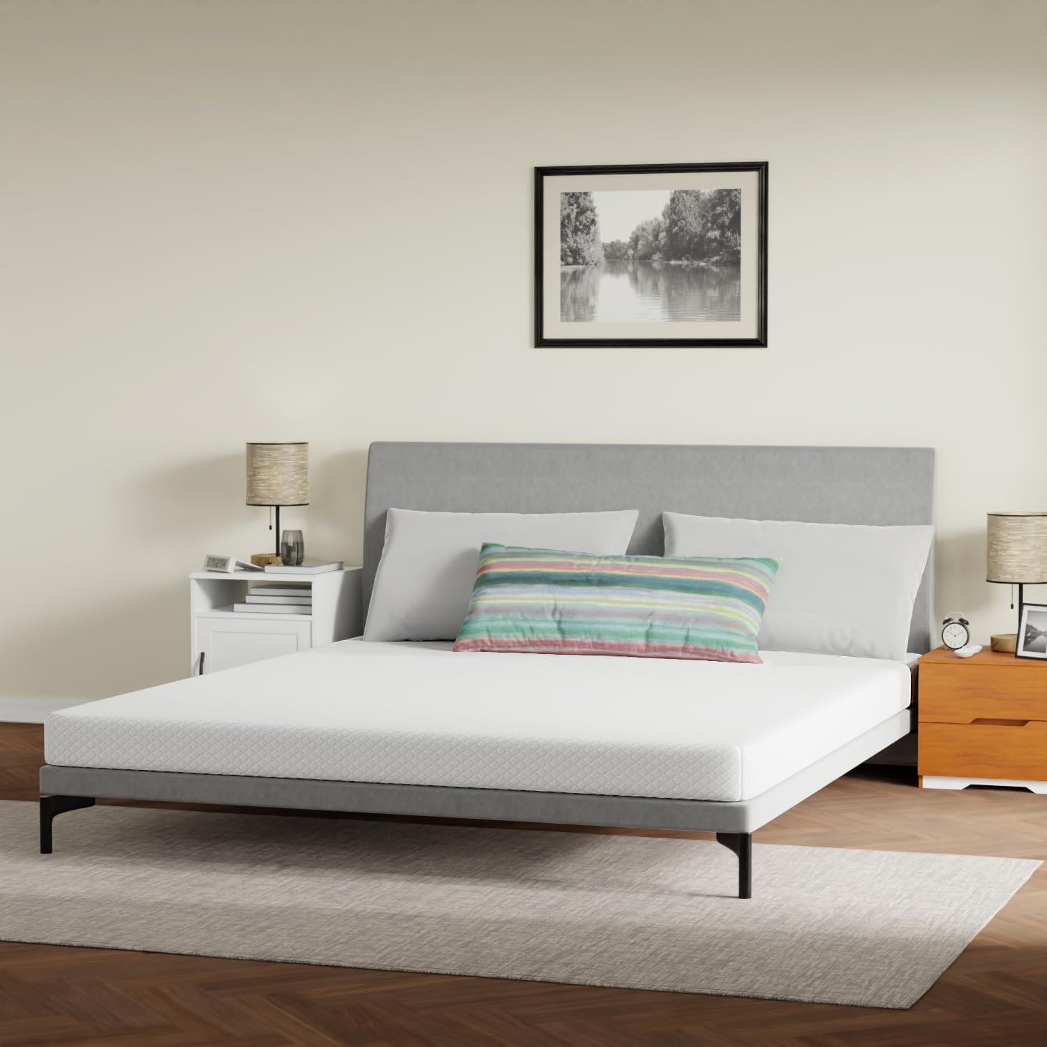 FDW 8 inch Twin Mattress Gel Memory Foam Mattress for Cool Sleep & Pressure Relief, Medium Firm Mattresses CertiPUR-US Certified/Bed-in-a-Box/Pressure Relieving (8 in, Twin) - Grand Goldman