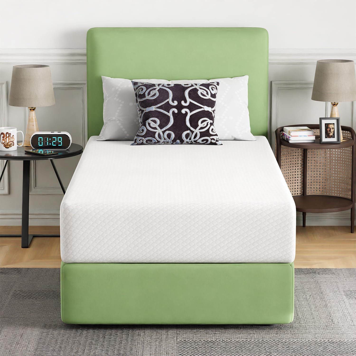 FDW 8 inch Twin Mattress Gel Memory Foam Mattress for Cool Sleep & Pressure Relief, Medium Firm Mattresses CertiPUR-US Certified/Bed-in-a-Box/Pressure Relieving (8 in, Twin) - Grand Goldman