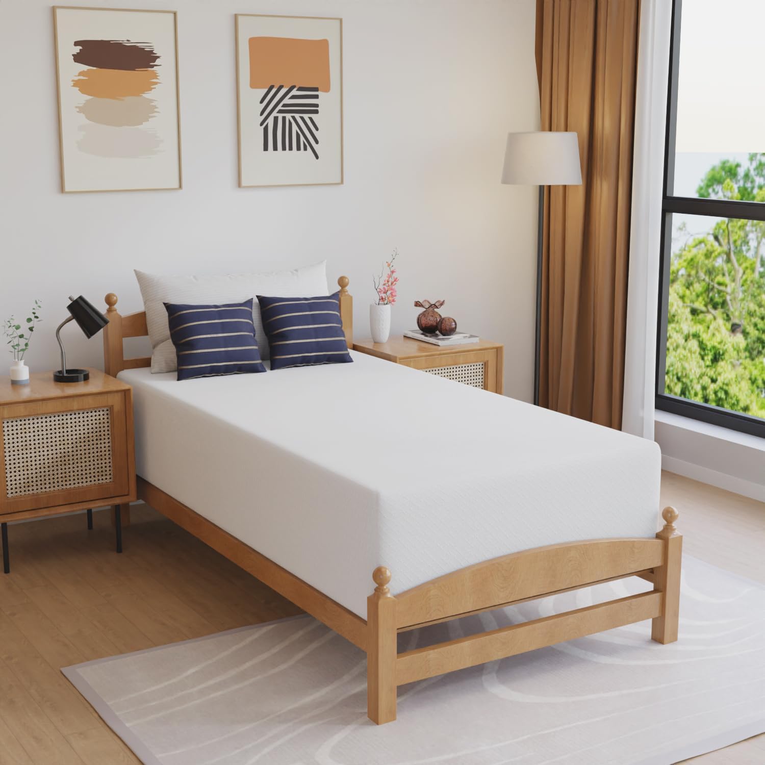 FDW 8 inch Twin Mattress Gel Memory Foam Mattress for Cool Sleep & Pressure Relief, Medium Firm Mattresses CertiPUR-US Certified/Bed-in-a-Box/Pressure Relieving (8 in, Twin) - Grand Goldman