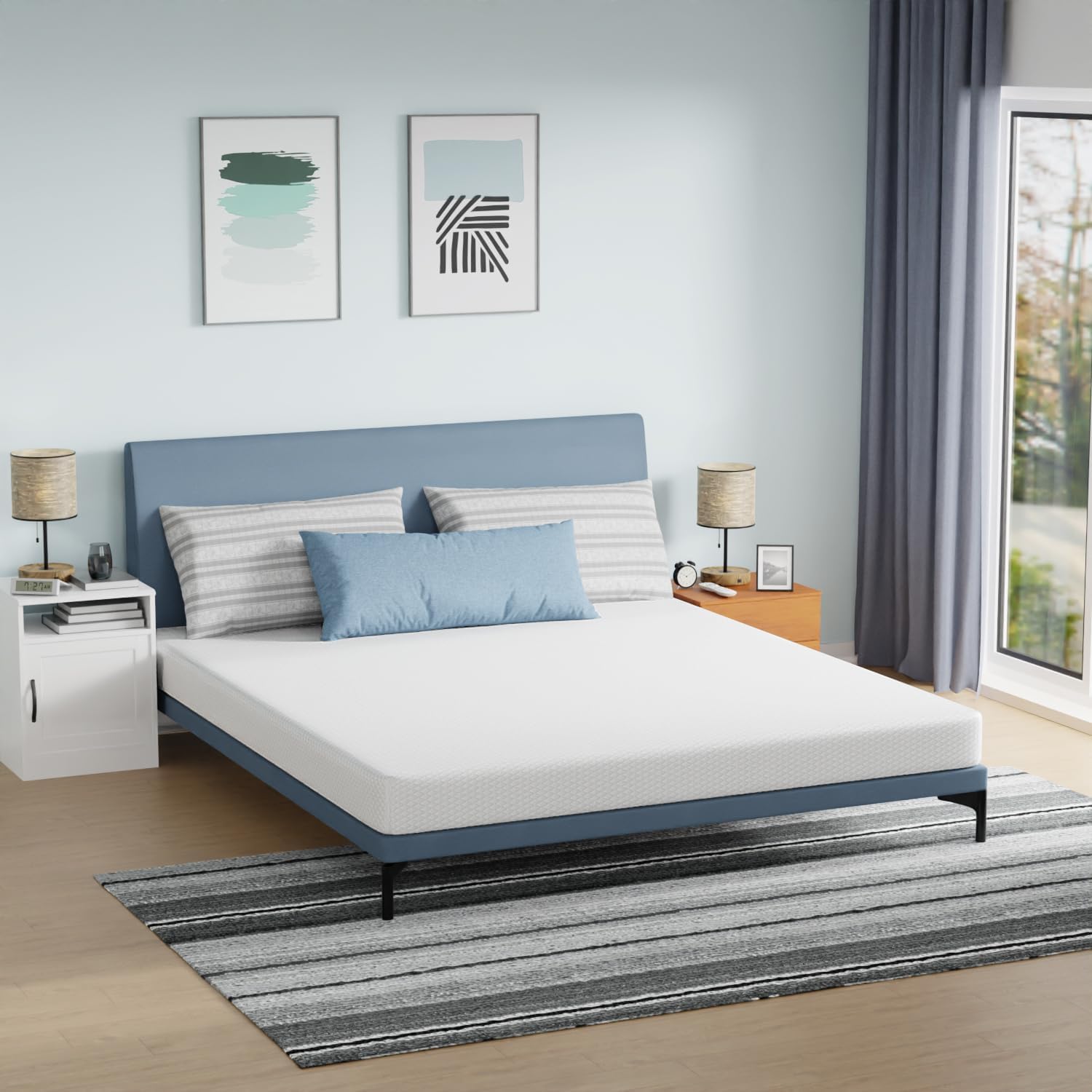 FDW 8 inch Twin Mattress Gel Memory Foam Mattress for Cool Sleep & Pressure Relief, Medium Firm Mattresses CertiPUR-US Certified/Bed-in-a-Box/Pressure Relieving (8 in, Twin) - Grand Goldman