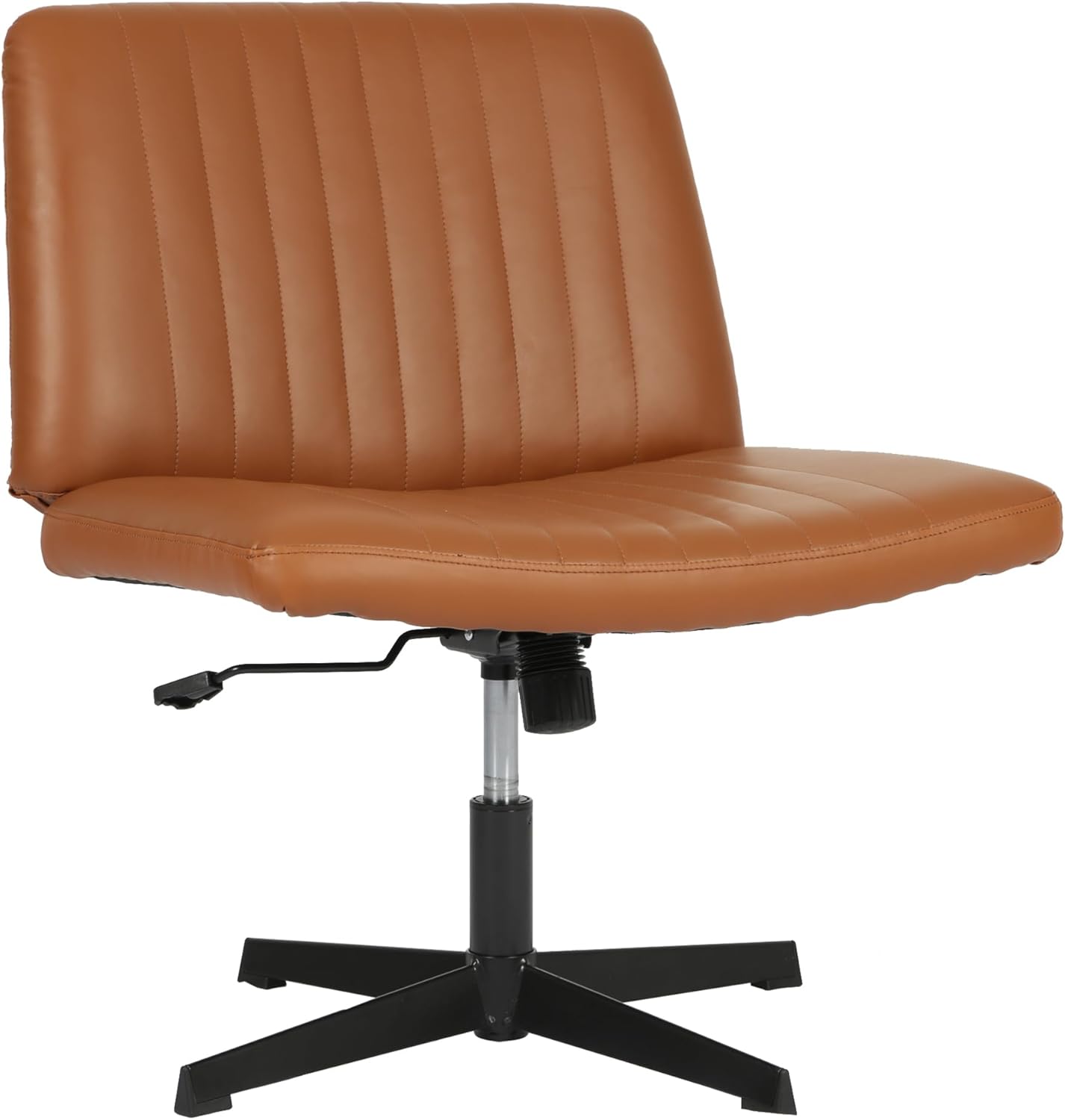 FDW Criss Cross Chair Armless Cross Legged Office Desk Chair Adjustable Swivel Ergonomic Desk Chair No Wheels U Shaped Backrest with Wide Seat Native Sponge Computer Task Vanity Chair for Home Office - Grand Goldman