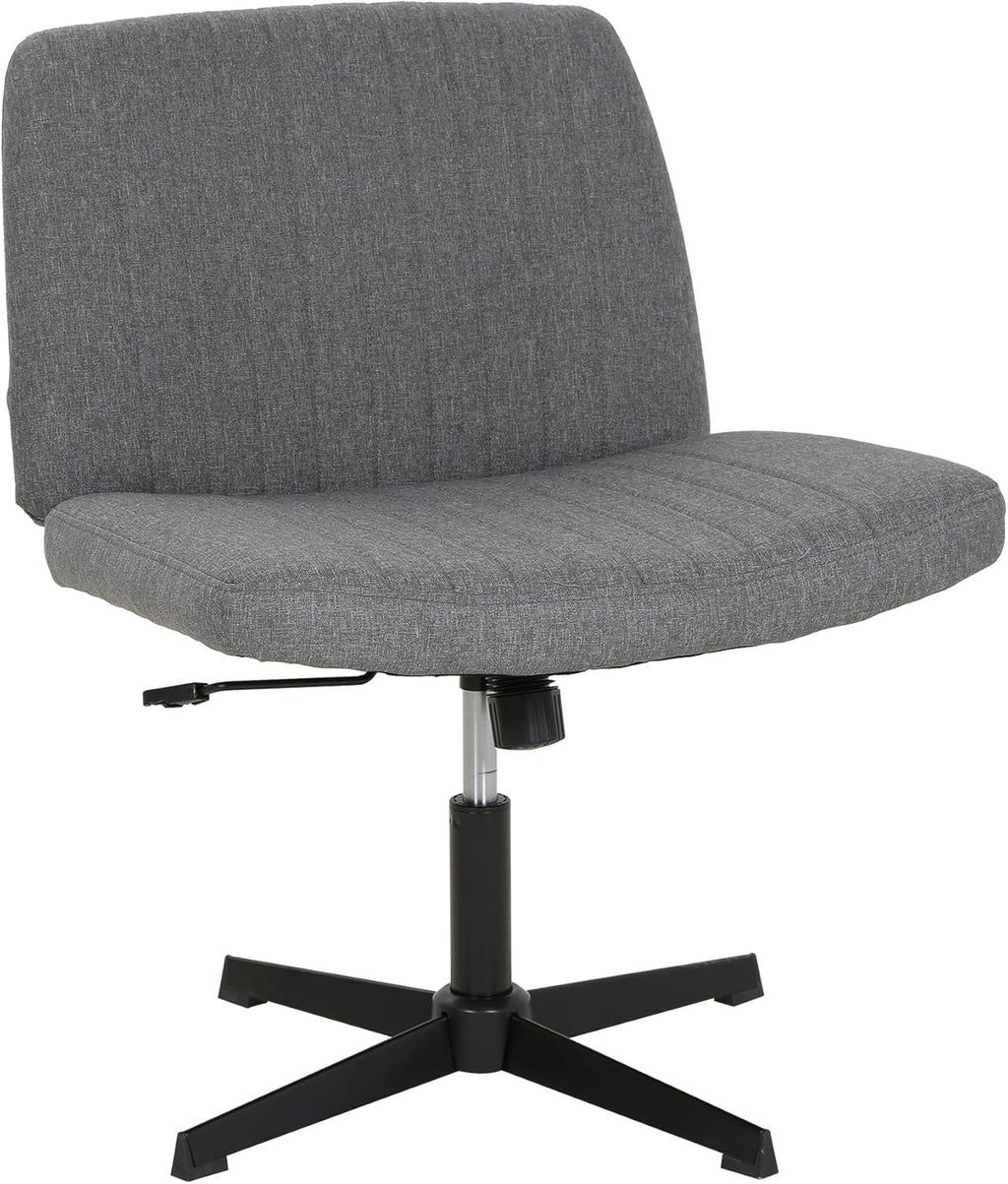 FDW Criss Cross Chair Armless Cross Legged Office Desk Chair Adjustable Swivel Ergonomic Desk Chair No Wheels U Shaped Backrest with Wide Seat Native Sponge Computer Task Vanity Chair for Home Office - Grand Goldman