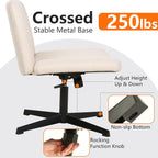 FDW Criss Cross Chair Armless Cross Legged Office Desk Chair Adjustable Swivel Ergonomic Desk Chair No Wheels U Shaped Backrest with Wide Seat Native Sponge Computer Task Vanity Chair for Home Office - Grand Goldman