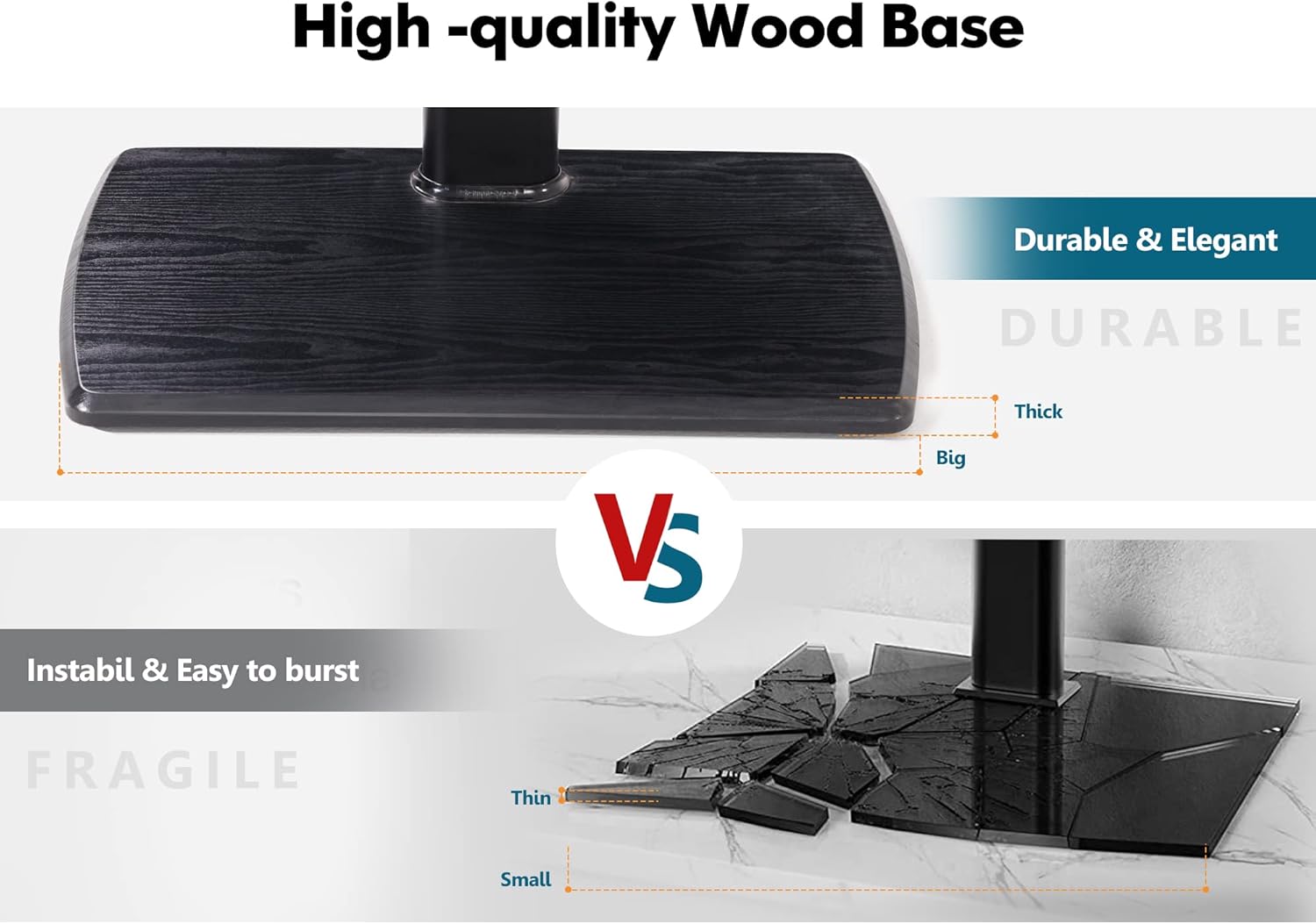 FITUEYES Swivel Floor TV Stand for 32 to 70 Inch TVs Tall Universal TV Stand Mount with Sturdy Wood Base, Space Saving for Corner Bedroom - Grand Goldman