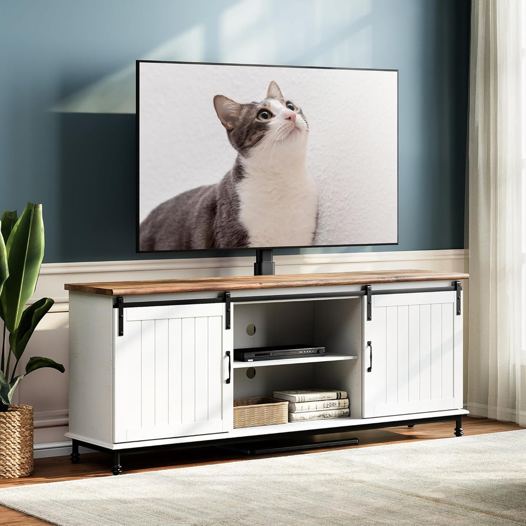 FITUEYES Swivel Floor TV Stand for 32 to 70 Inch TVs Tall Universal TV Stand Mount with Sturdy Wood Base, Space Saving for Corner Bedroom - Grand Goldman