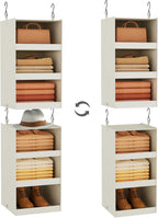 FLYBOX Hanging Closet Organizer, Collapsible Closet Hanging Organizer, 3 Shelf Sturdy Hanging Shelves for Closet & Ideal for RV,Camper Bed Side Closets Gray, 29 ¾" H X 12" W X 12" D, 1-Pack - Grand Goldman