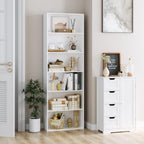 FOTOSOK 6-Tier Open Bookcase and Bookshelf, Freestanding Display Storage Shelves Tall Bookcase for Bedroom, Living Room and Office, White - Grand Goldman