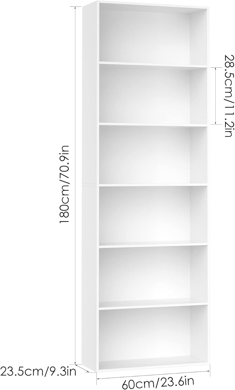 FOTOSOK 6-Tier Open Bookcase and Bookshelf, Freestanding Display Storage Shelves Tall Bookcase for Bedroom, Living Room and Office, White - Grand Goldman