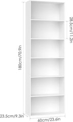 FOTOSOK 6-Tier Open Bookcase and Bookshelf, Freestanding Display Storage Shelves Tall Bookcase for Bedroom, Living Room and Office, White - Grand Goldman