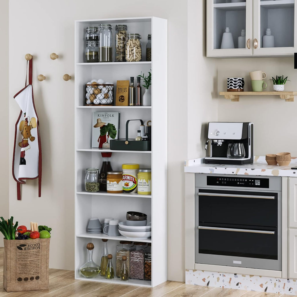 FOTOSOK 6-Tier Open Bookcase and Bookshelf, Freestanding Display Storage Shelves Tall Bookcase for Bedroom, Living Room and Office, White - Grand Goldman