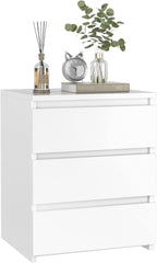 FOTOSOK White Nightstand with 3 Drawers, White Bedside Table Night Stand for Bedroom with Cut-Out Handle, Sofa Side Table 3 Drawer Nightstand for Bedroom, 17.7W*15D*21.7H - Grand Goldman