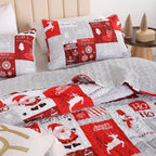 FROZZUR Quilts Queen Size Christmas Patchwork Quilt with Santa Claus Red Stocking Bedspreads Queen Size Snowman Reindeer Soft Coverlet 2 Pillow Cases - Grand Goldman