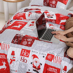FROZZUR Quilts Queen Size Christmas Patchwork Quilt with Santa Claus Red Stocking Bedspreads Queen Size Snowman Reindeer Soft Coverlet 2 Pillow Cases - Grand Goldman