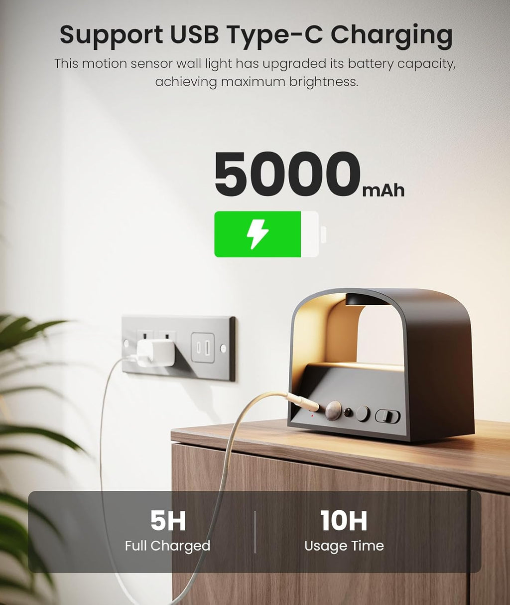 FULEN Motion Sensor Wall Light with Remote Control 3 Colors Wireless Wall Lamp LED Indoor Up and Down Wall Sconce 5000mAh Rechargeable Battery Powered Wall Lamps Brightness Adjustable, Black 2 Pack - Grand Goldman