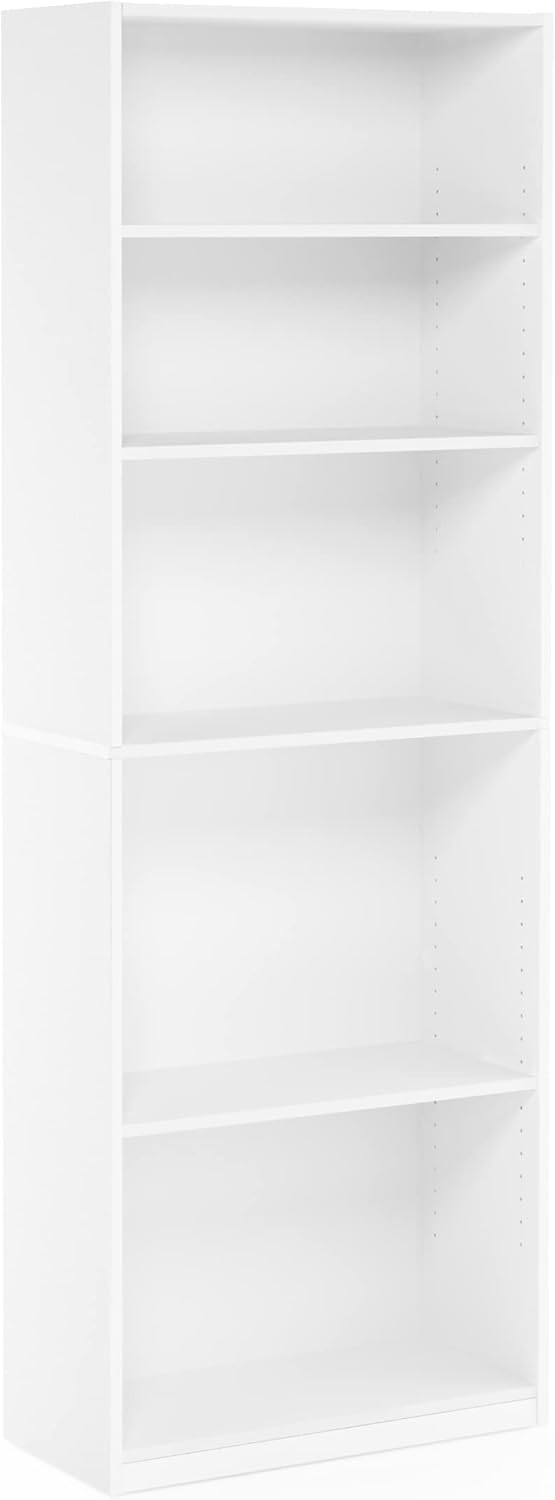 FURINNO JAYA Simply Home 5-Shelf Bookcase, 5-Tier, White - Grand Goldman