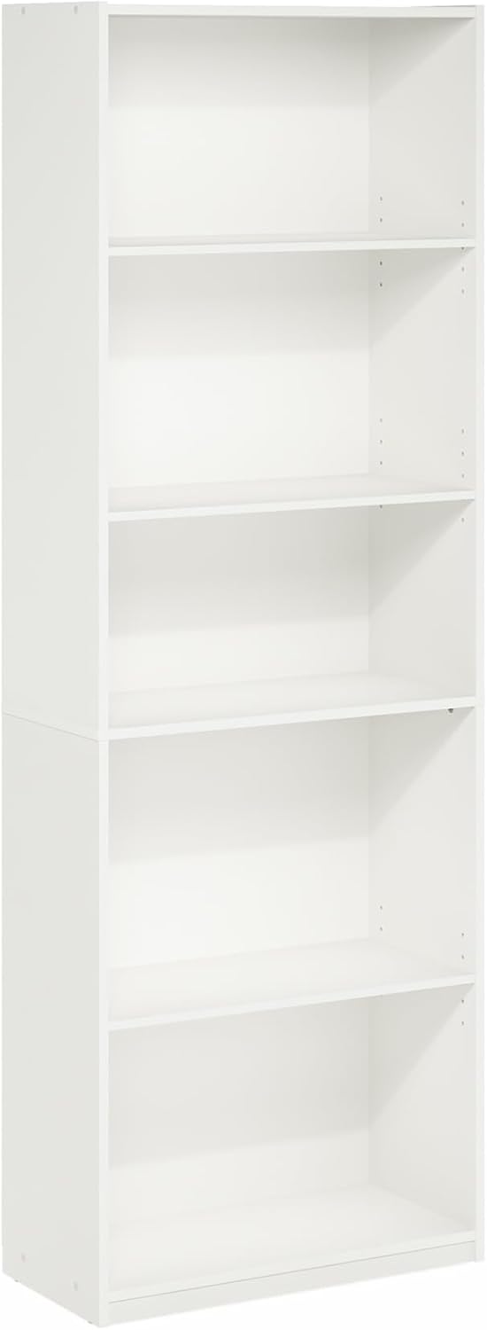 FURINNO JAYA Simply Home 5-Shelf Bookcase, 5-Tier, White - Grand Goldman