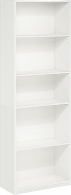 FURINNO JAYA Simply Home 5-Shelf Bookcase, 5-Tier, White - Grand Goldman