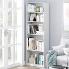 FURINNO JAYA Simply Home 5-Shelf Bookcase, 5-Tier, White - Grand Goldman