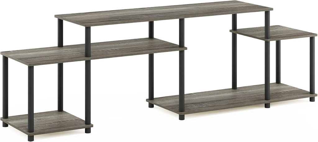 FURINNO Nelly Entertainment Center TV Stand, Short 43.3"(W) x13.4(H) x13.1(D), Columbia Walnut/Black - Grand Goldman