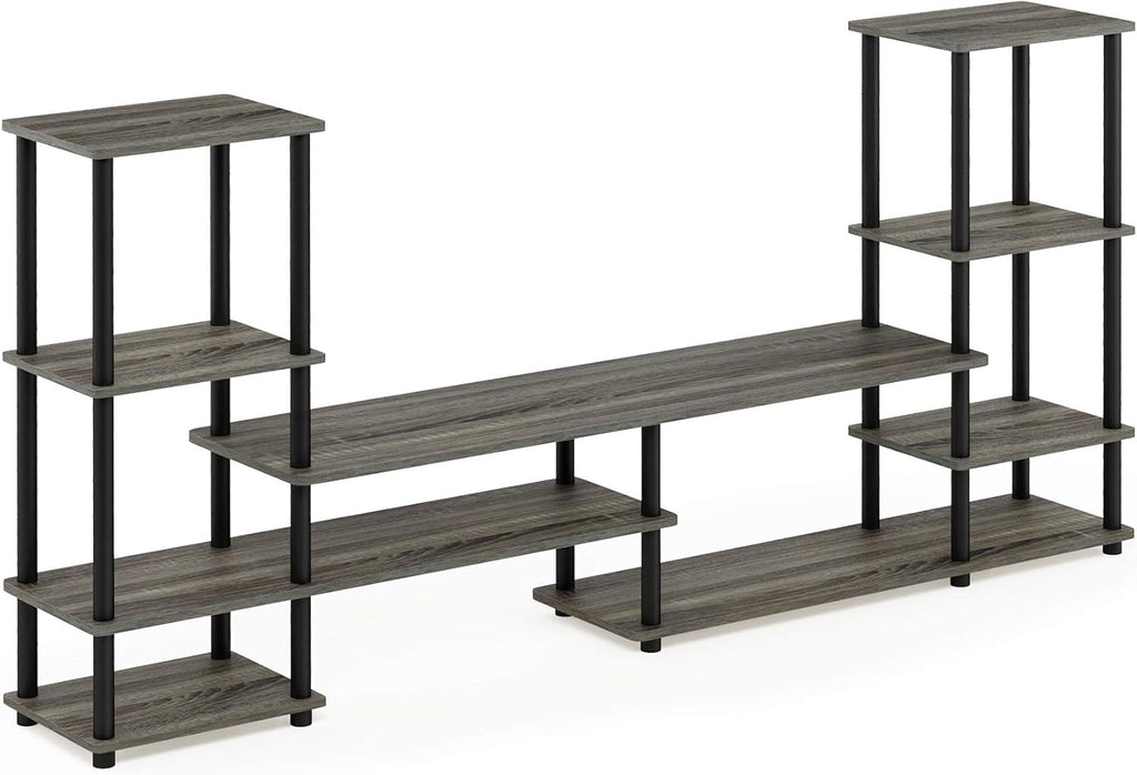 FURINNO Nelly Entertainment Center TV Stand, Short 43.3"(W) x13.4(H) x13.1(D), Columbia Walnut/Black - Grand Goldman