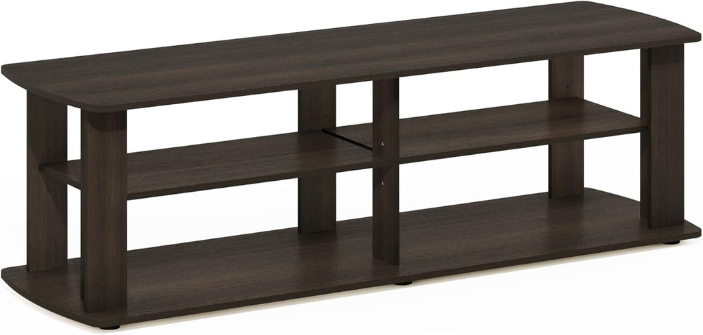 FURINNO Nelly Entertainment Center TV Stand, Short 43.3"(W) x13.4(H) x13.1(D), Columbia Walnut/Black - Grand Goldman