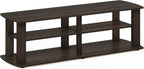 FURINNO Nelly Entertainment Center TV Stand, Short 43.3"(W) x13.4(H) x13.1(D), Columbia Walnut/Black - Grand Goldman