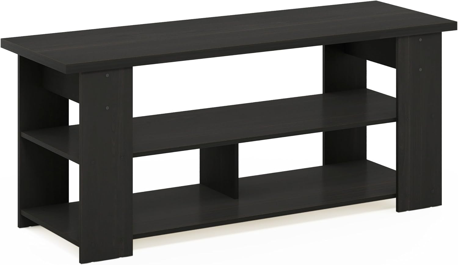 FURINNO Nelly Entertainment Center TV Stand, Short 43.3"(W) x13.4(H) x13.1(D), Columbia Walnut/Black - Grand Goldman