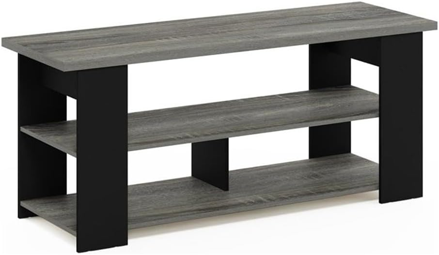 FURINNO Nelly Entertainment Center TV Stand, Short 43.3"(W) x13.4(H) x13.1(D), Columbia Walnut/Black - Grand Goldman