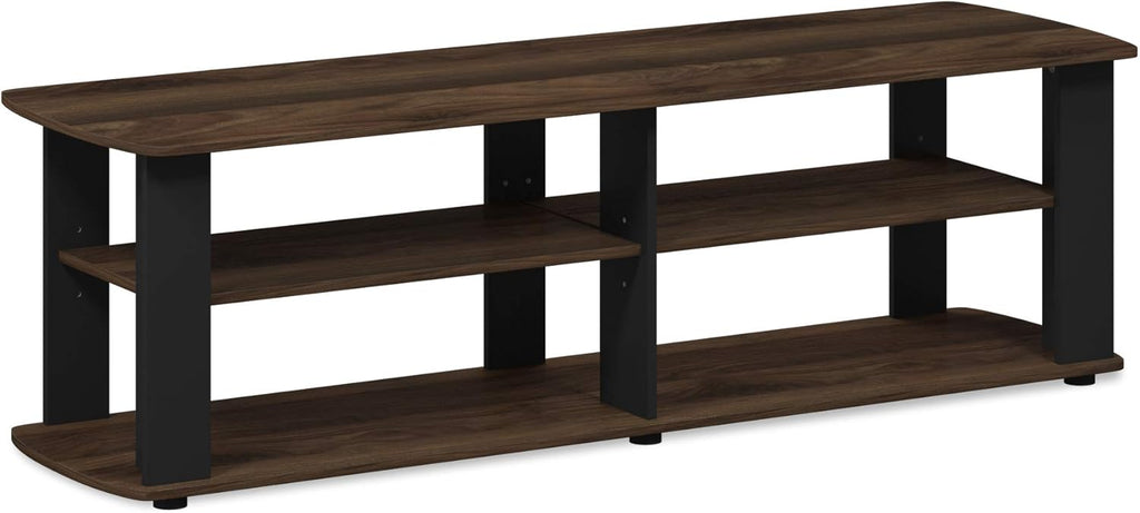 FURINNO Nelly Entertainment Center TV Stand, Short 43.3"(W) x13.4(H) x13.1(D), Columbia Walnut/Black - Grand Goldman