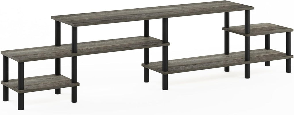 FURINNO Nelly Entertainment Center TV Stand, Short 43.3"(W) x13.4(H) x13.1(D), Columbia Walnut/Black - Grand Goldman