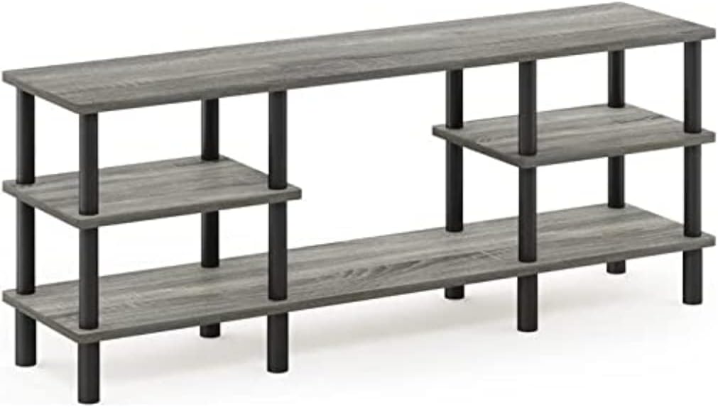 FURINNO Nelly Entertainment Center TV Stand, Short 43.3"(W) x13.4(H) x13.1(D), Columbia Walnut/Black - Grand Goldman