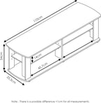 FURINNO Nelly Entertainment Center TV Stand, Short 43.3"(W) x13.4(H) x13.1(D), Columbia Walnut/Black - Grand Goldman