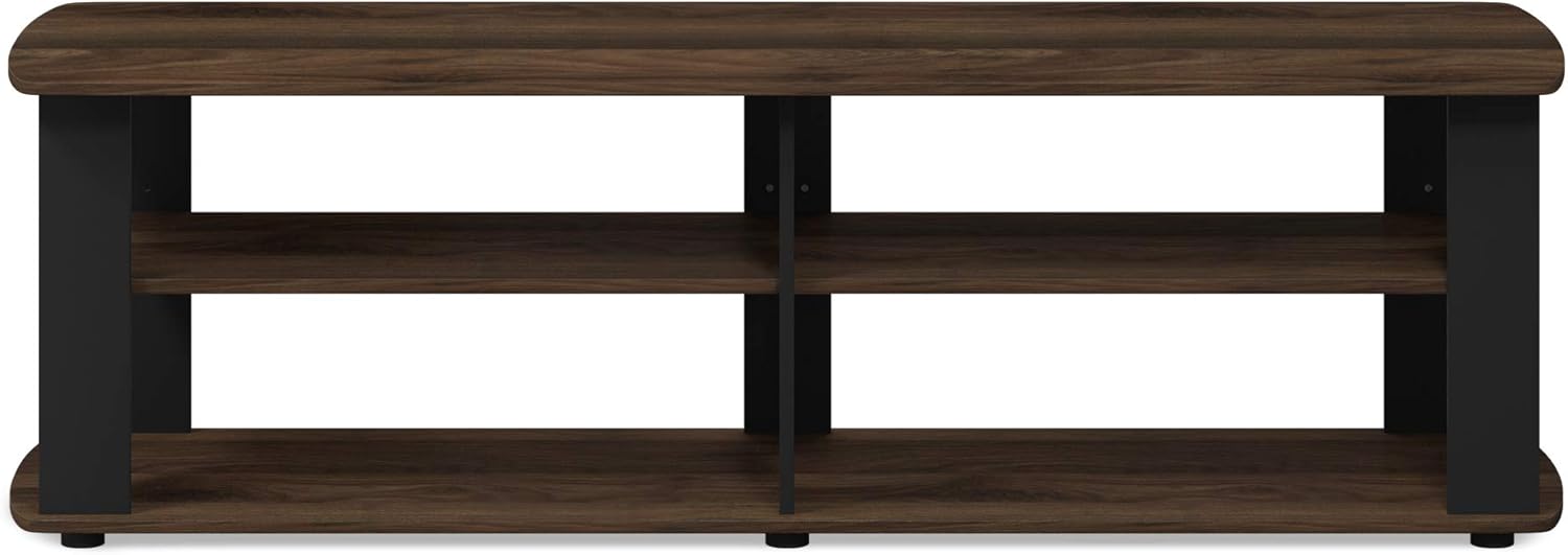 FURINNO Nelly Entertainment Center TV Stand, Short 43.3"(W) x13.4(H) x13.1(D), Columbia Walnut/Black - Grand Goldman