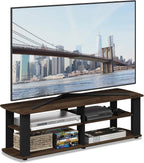 FURINNO Nelly Entertainment Center TV Stand, Short 43.3"(W) x13.4(H) x13.1(D), Columbia Walnut/Black - Grand Goldman