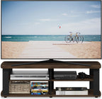 FURINNO Nelly Entertainment Center TV Stand, Short 43.3"(W) x13.4(H) x13.1(D), Columbia Walnut/Black - Grand Goldman