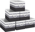 Fab totes Storage Bins [3-Pack], Foldable Storage Baskets for Organizing Toys, Books, Shelves, Closet, Large Storage Box with Rope Handles, Sturdy Organizer Bins, White & Grey - Grand Goldman