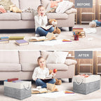 Fab totes Storage Bins [3-Pack], Foldable Storage Baskets for Organizing Toys, Books, Shelves, Closet, Large Storage Box with Rope Handles, Sturdy Organizer Bins, White & Grey - Grand Goldman