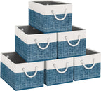 Fab totes Storage Bins [3-Pack], Foldable Storage Baskets for Organizing Toys, Books, Shelves, Closet, Large Storage Box with Rope Handles, Sturdy Organizer Bins, White & Grey - Grand Goldman