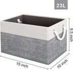 Fab totes Storage Bins [3-Pack], Foldable Storage Baskets for Organizing Toys, Books, Shelves, Closet, Large Storage Box with Rope Handles, Sturdy Organizer Bins, White & Grey - Grand Goldman