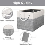 Fab totes Storage Bins [3-Pack], Foldable Storage Baskets for Organizing Toys, Books, Shelves, Closet, Large Storage Box with Rope Handles, Sturdy Organizer Bins, White & Grey - Grand Goldman