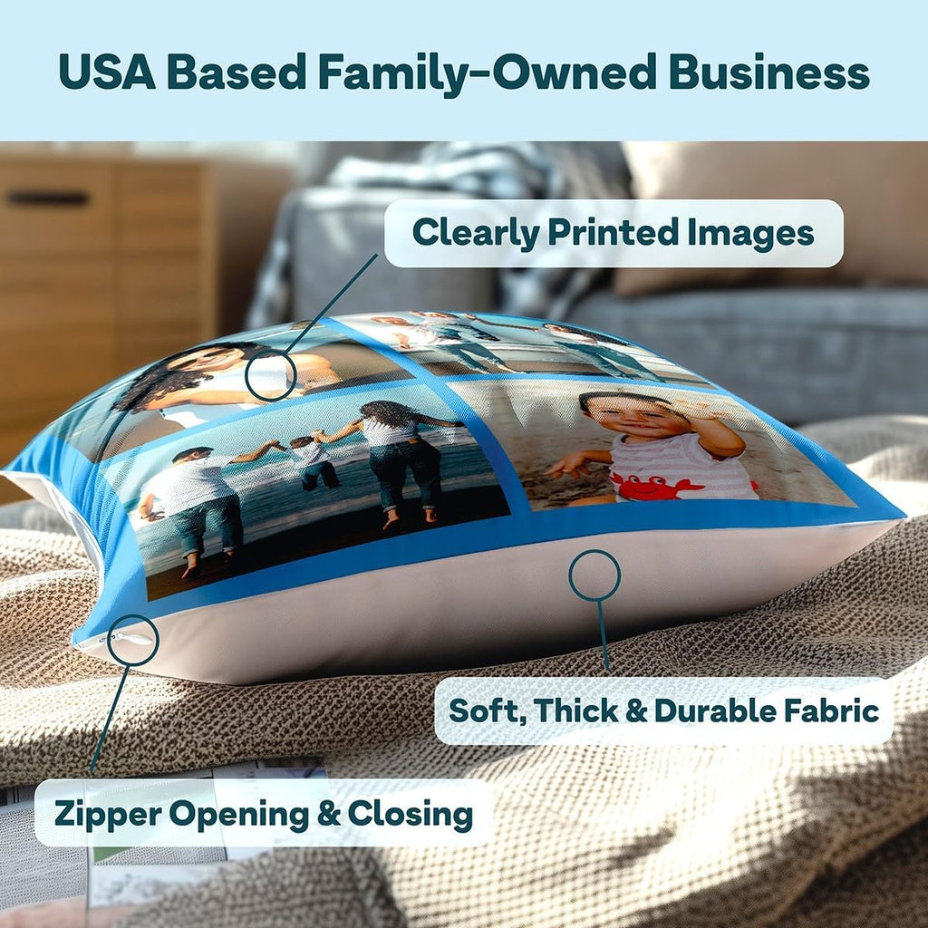 Fabric Textile Products Custom Pillow - USA Made - Personalized Pillows with Pictures or Text - Throw Pillow - Personalized Gift - Grandparent & Couples Gifts - Pet Pillow - Kids Pillows (16"x16") - Grand Goldman