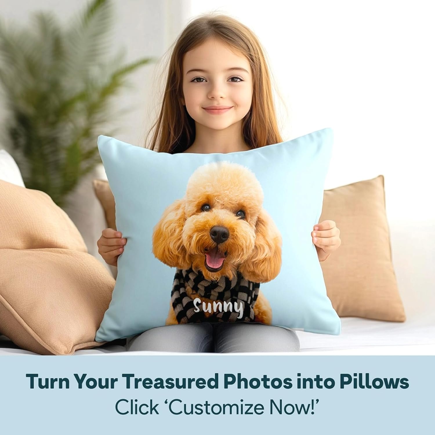 Fabric Textile Products Custom Pillow - USA Made - Personalized Pillows with Pictures or Text - Throw Pillow - Personalized Gift - Grandparent & Couples Gifts - Pet Pillow - Kids Pillows (16"x16") - Grand Goldman
