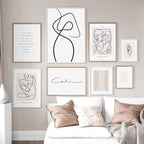 Face Flower Abstract Line Poster Canvas Painting - Grand Goldman