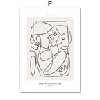 Face Flower Abstract Line Poster Canvas Painting - Grand Goldman