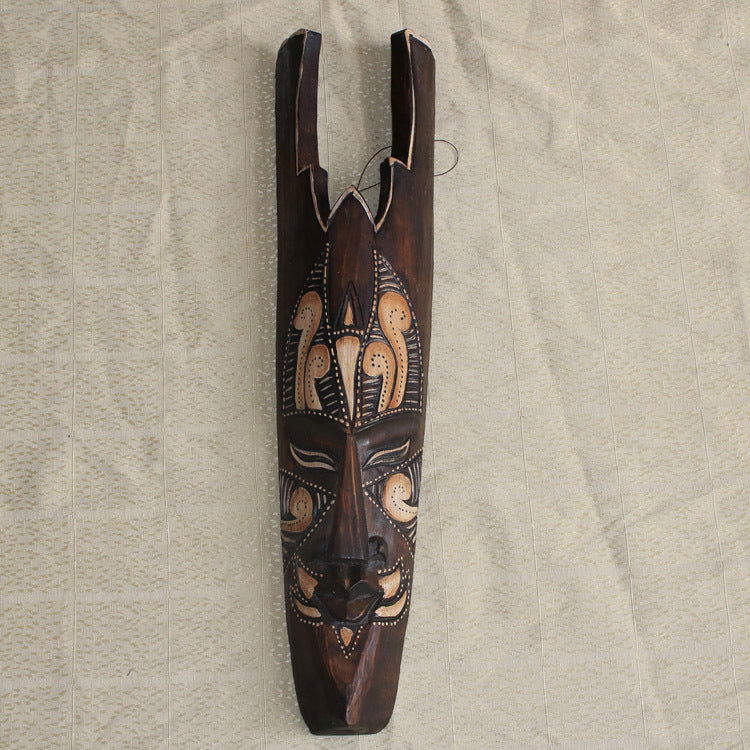 Facial Mask Wood Carving European Style Wall Decorative Wall Ornaments - Grand Goldman