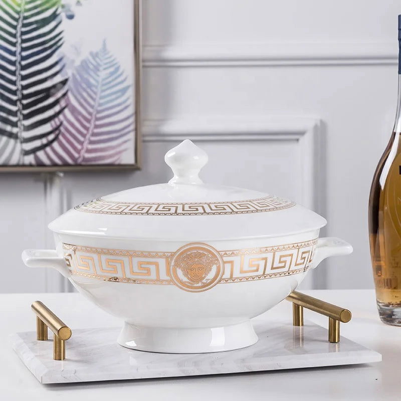 Factory 60PCS Luxury Fine Bone China Dinner Tableware Set - Grand Goldman