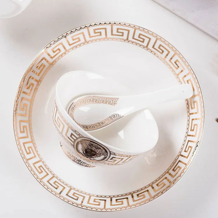 Factory 60PCS Luxury Fine Bone China Dinner Tableware Set - Grand Goldman
