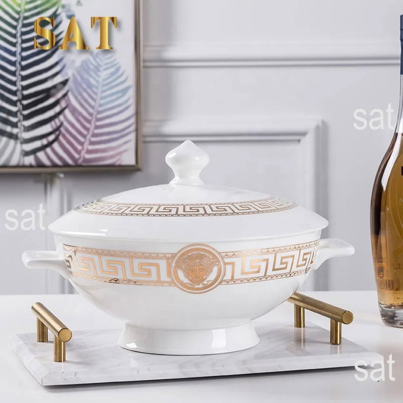 Factory 60PCS Luxury Fine Bone China Dinner Tableware Set - Grand Goldman