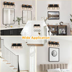 FadimiKoo 3-Light Farmhouse Vanity Light for Bathroom, Wood Bathroom Light Fixtures Over Mirror, Industrial Black Vanity Light with Metal Lampshade for Bedroom Hallway Living Room - Grand Goldman