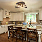 FadimiKoo 4-Light Black Flush Mount Ceiling Light for Kitchen Hallway, Industrial Close to Ceiling Lighting, Farmhouse Square Cage Ceiling Lamp for Dining Room, Living Room, Bulb Not Included - Grand Goldman